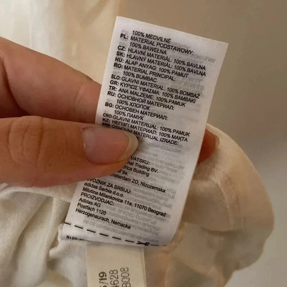 Adidas Crewneck White Breast Emblem Athletic Short Sleeve T-Shirt Size L - Picture 6 of 8